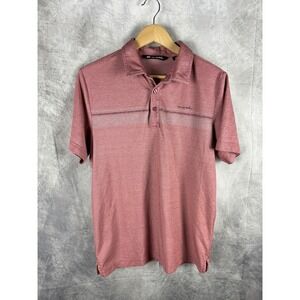 TravisMathew Mens Pima Cotton Blend Polo Shirt Heather Red Stripe Size M